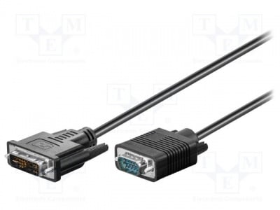 Кабел DVI-VGA/2 Кабел; D-Sub 15pin HD щепсел, DVI-I (24+5) щепсел; 2m